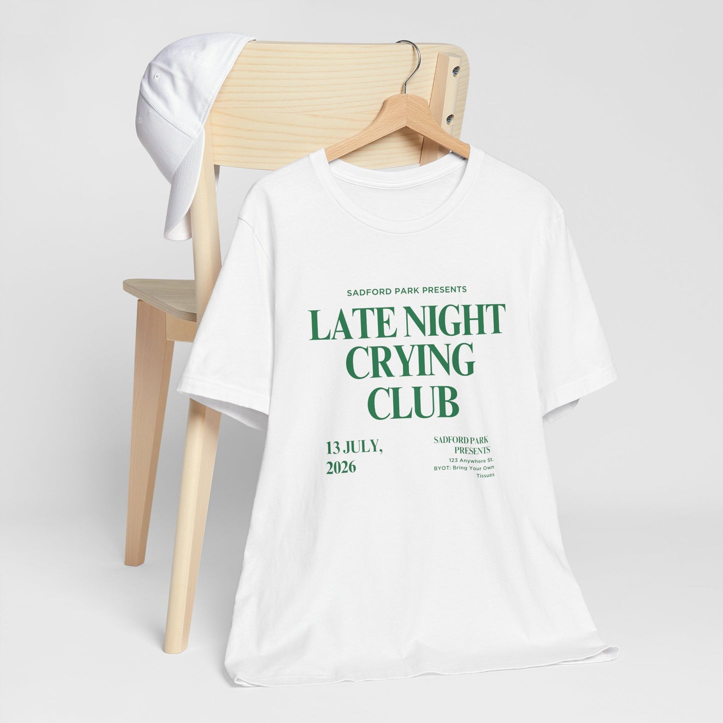 Late Night Crying Club Unisex Tee - Relaxed Fit Graphic T-Shirt for Comfort