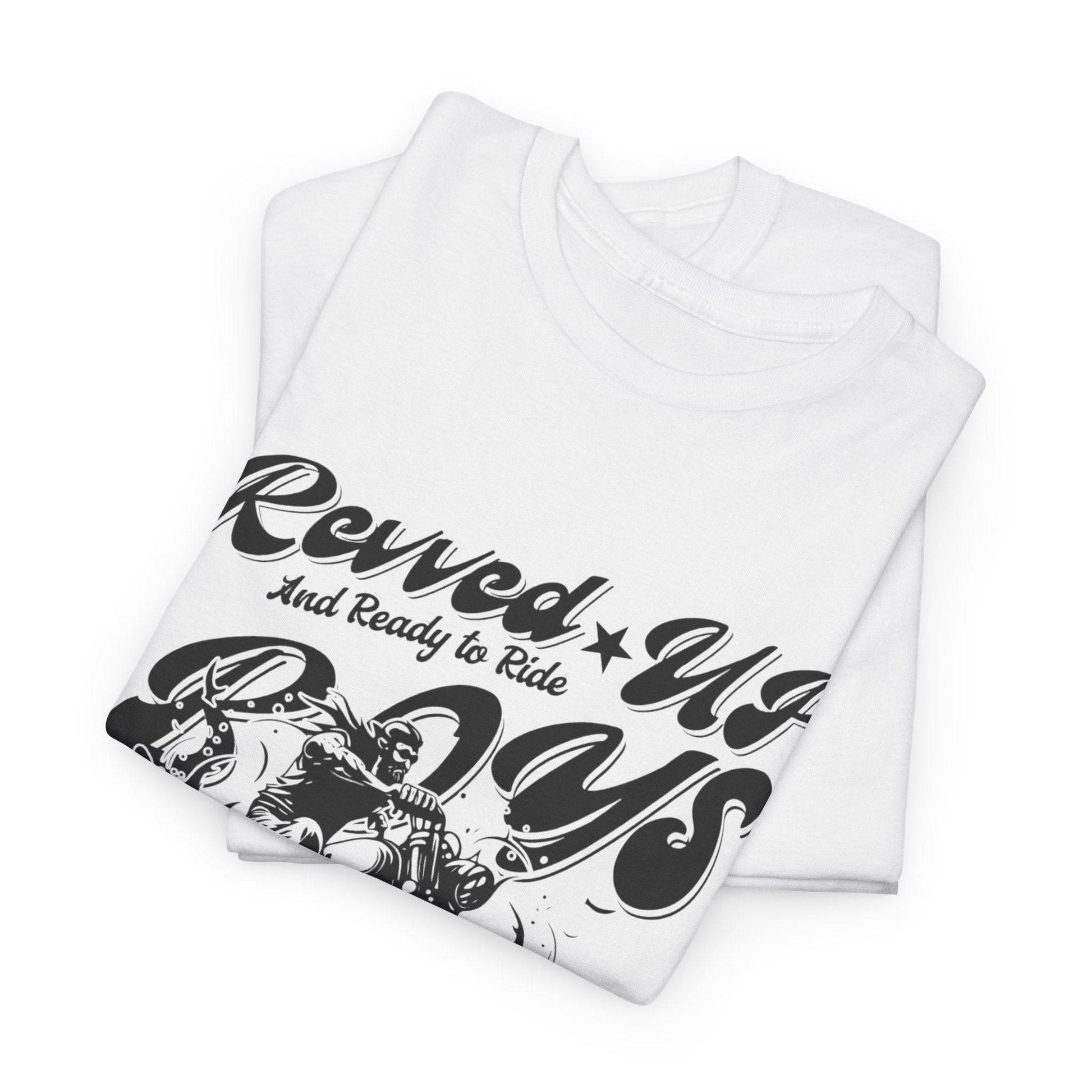 Revv'd Up Motorcycle Tee - Unisex Heavy Cotton Shirt for Riders - Its Fine, I Am Fine