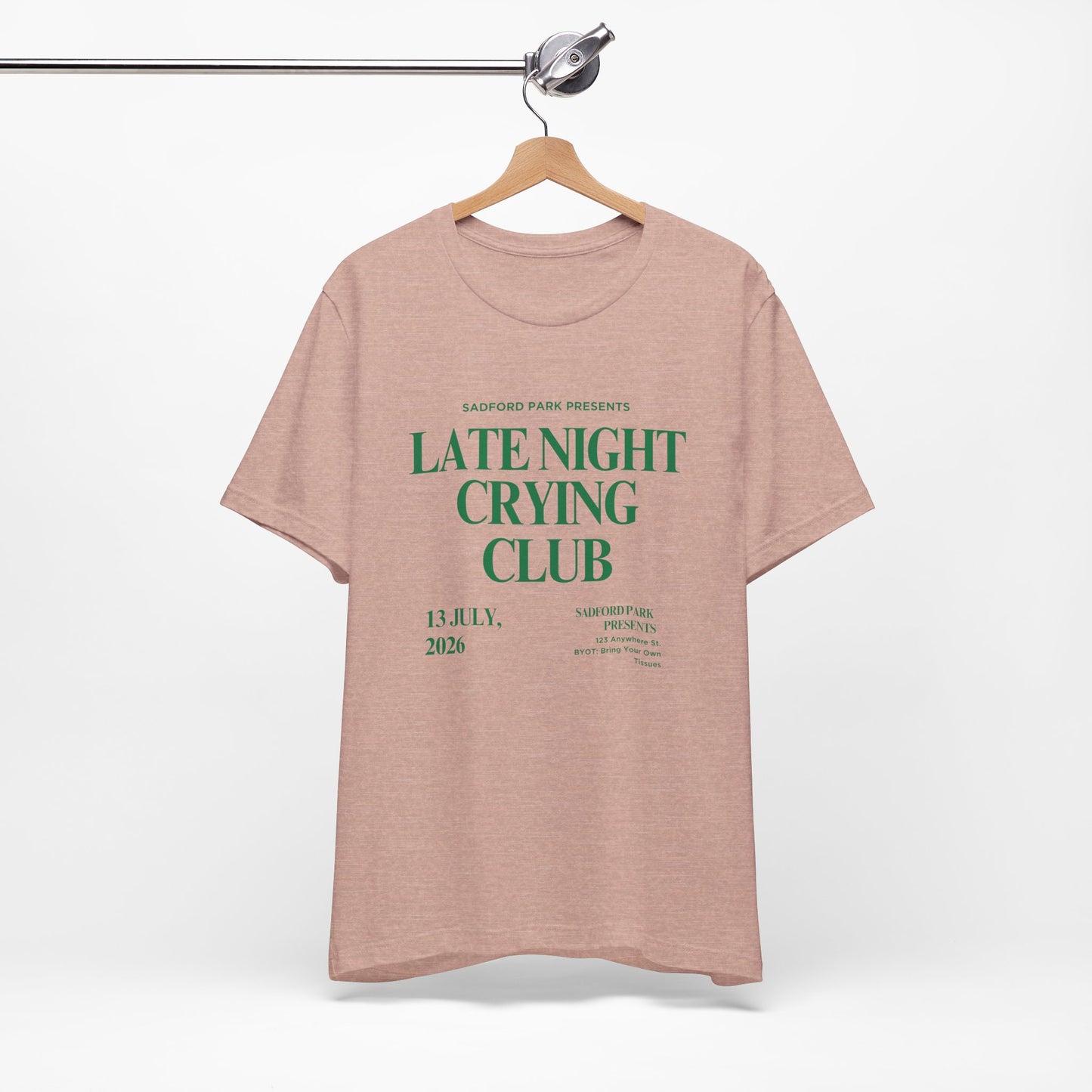 Late Night Crying Club Unisex Tee - Relaxed Fit Graphic T-Shirt for Comfort
