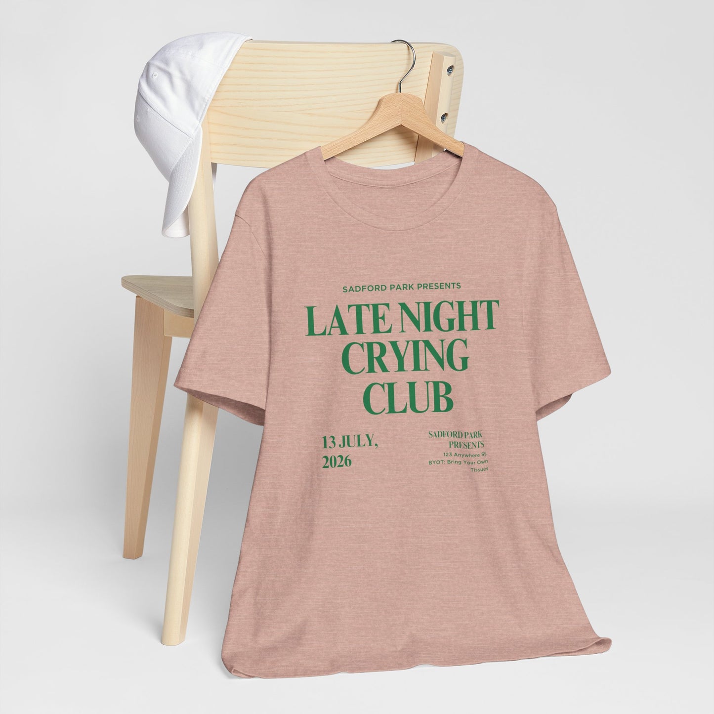 Late Night Crying Club Unisex Tee - Relaxed Fit Graphic T-Shirt for Comfort