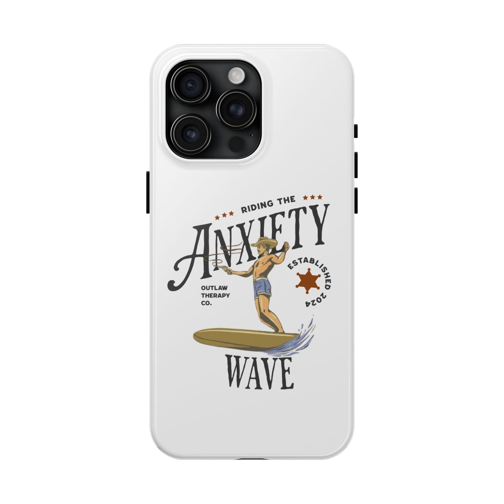Riding the Anxiety Wave Phone Case - Tough Design for Stress Relief - Its Fine, I Am Fine
