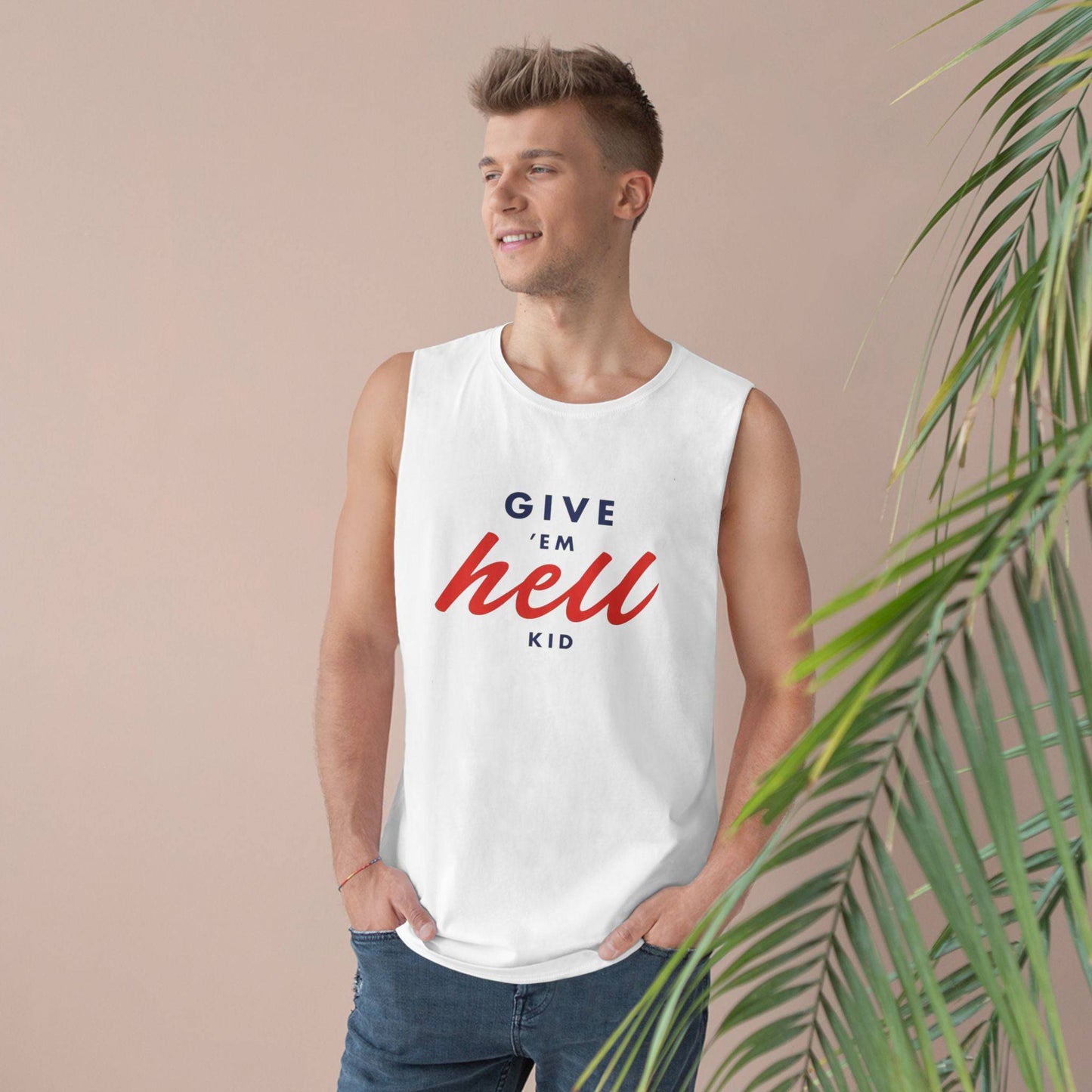 ‘Give 'Em Hell Kid' Unisex Tank Top - Its Fine, I Am Fine