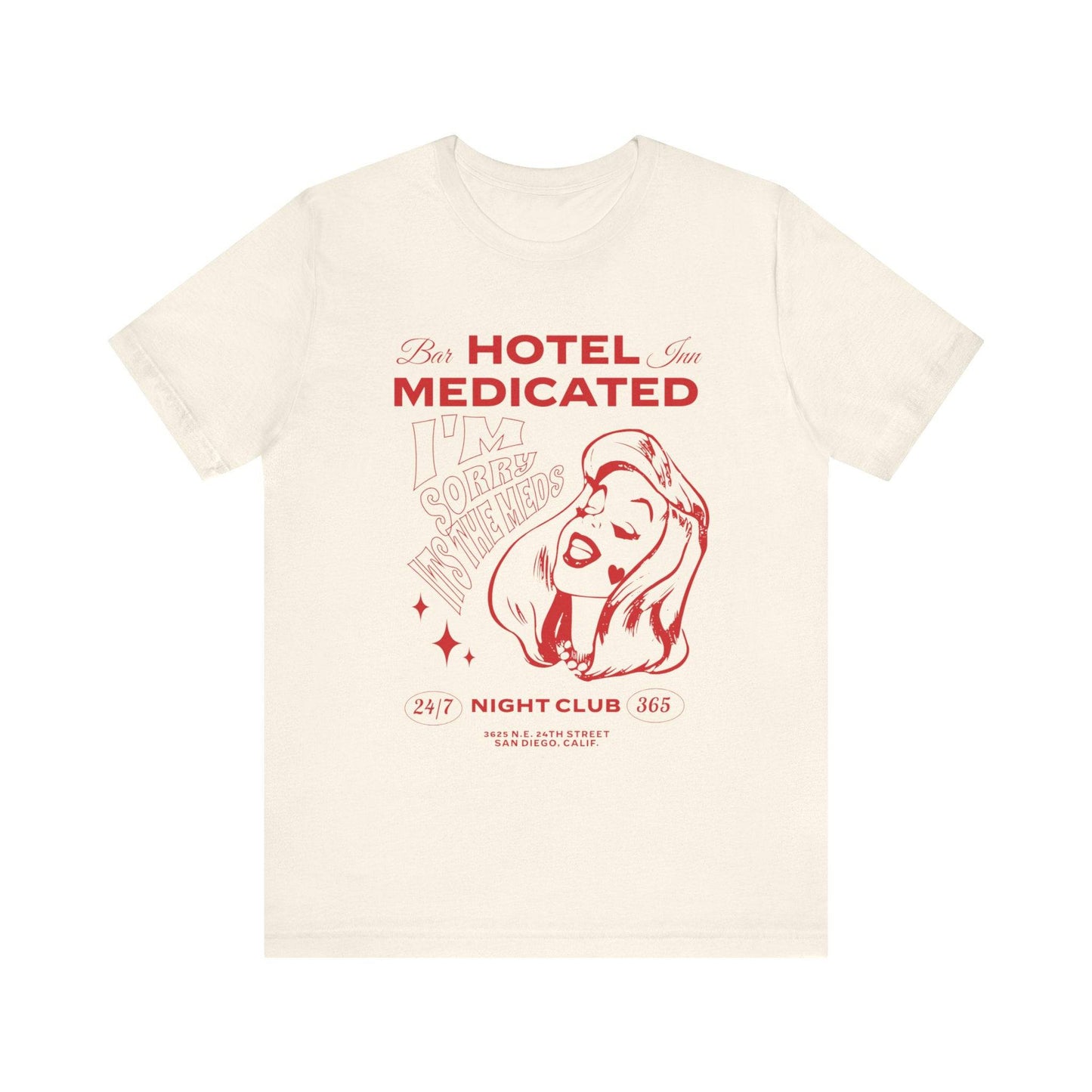 Hotel Medicated Tee, Unisex T-Shirt, Vintage Graphic Tee, Retro T-Shirt, Cool Tee, Funny Shirt - Its Fine, I Am Fine