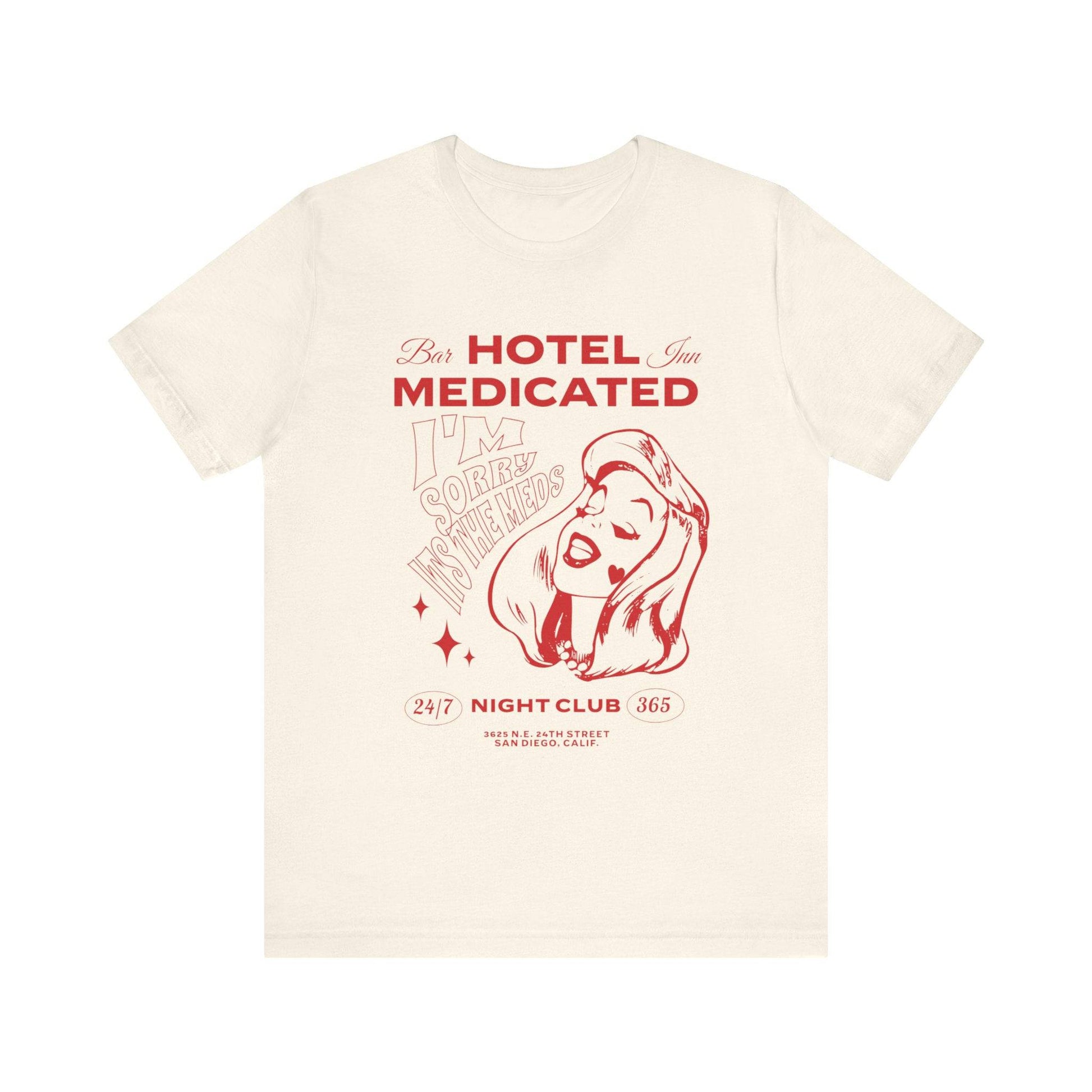 Hotel Medicated Tee, Unisex T-Shirt, Vintage Graphic Tee, Retro T-Shirt, Cool Tee, Funny Shirt - Its Fine, I Am Fine