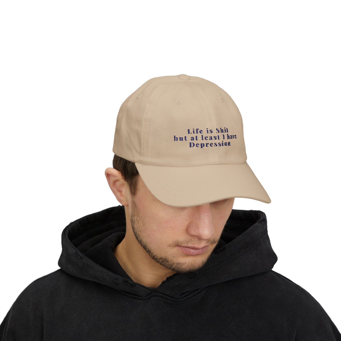 Embroidered Dad Cap, Life is Shit Funny Hat, Gift for Dads, Depression Awareness Dad Hat, Casual Baseball Cap for Men, Mental Health Cap
