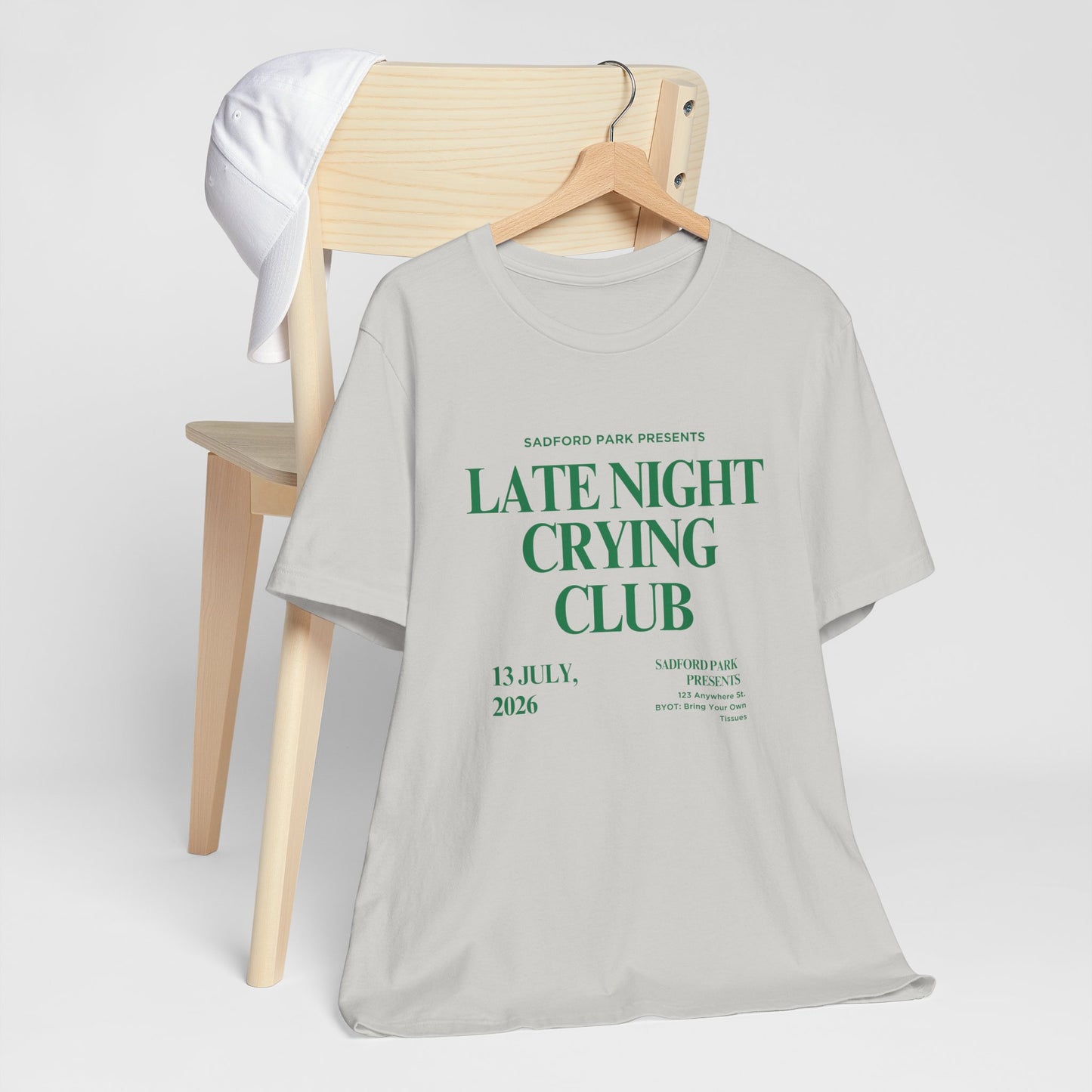 Late Night Crying Club Unisex Tee - Relaxed Fit Graphic T-Shirt for Comfort