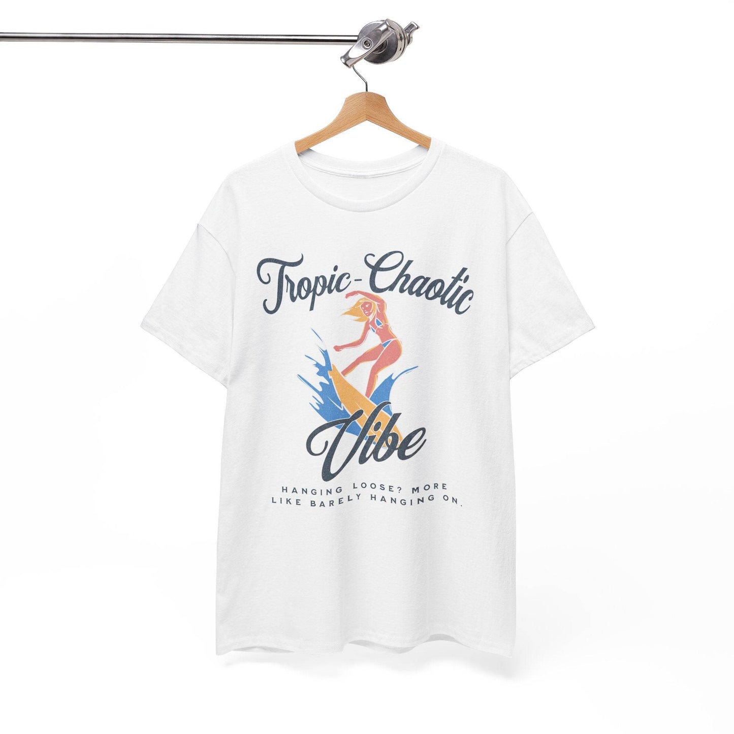 Tropic-Chaotic Vibe Unisex Heavy Cotton Tee – Funny Beach & Mental Health T-Shirt - Its Fine, I Am Fine