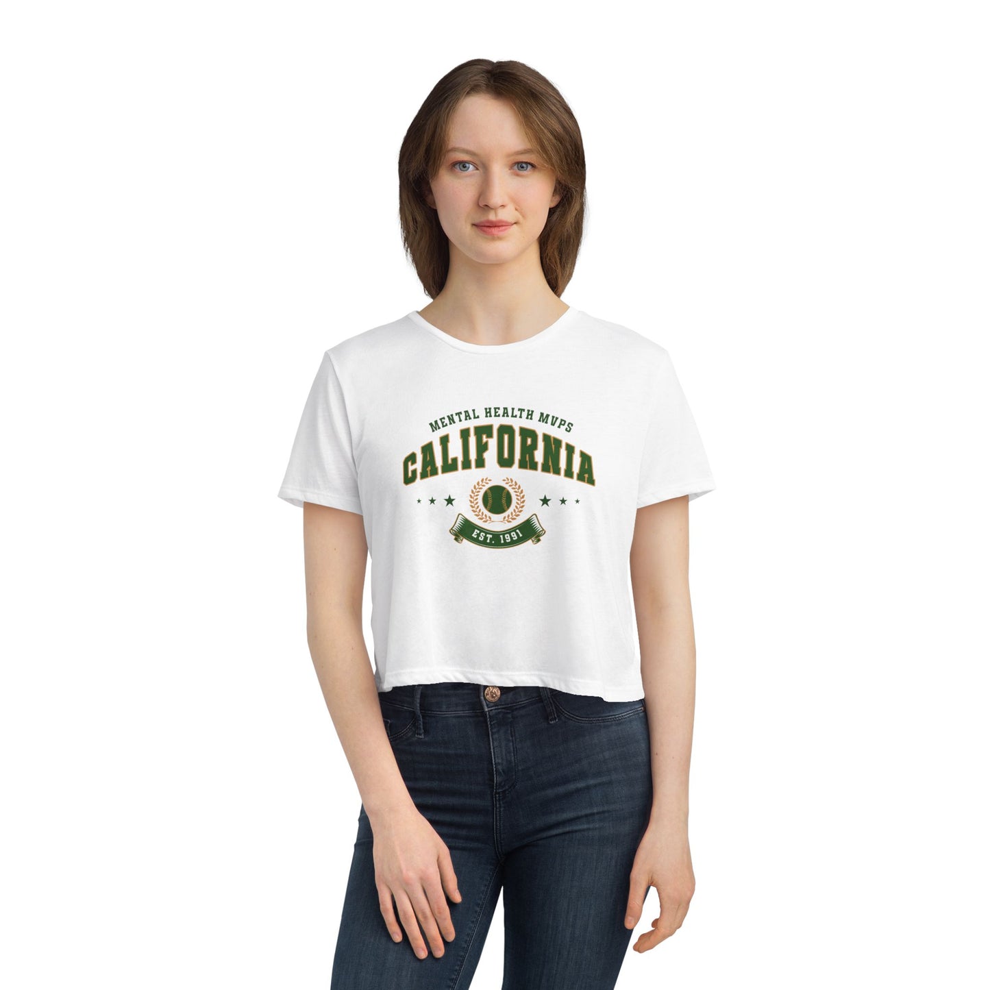 California Mental Health MVPs Flowy Cropped Tee - Its Fine, I Am Fine