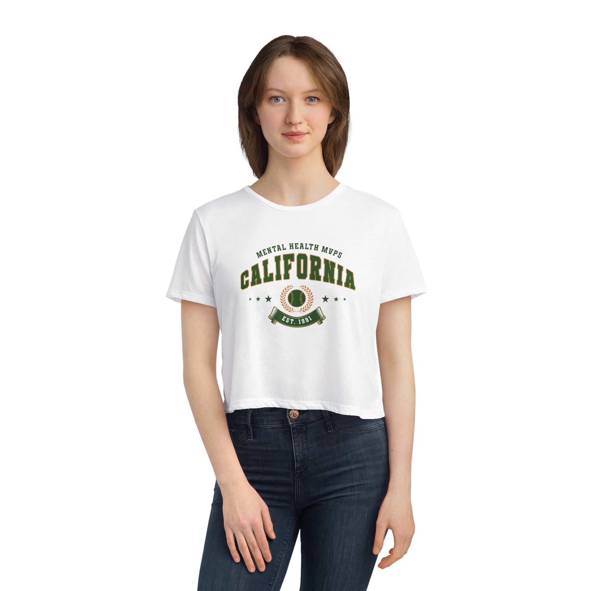 California Mental Health MVPs Flowy Cropped Tee - Its Fine, I Am Fine