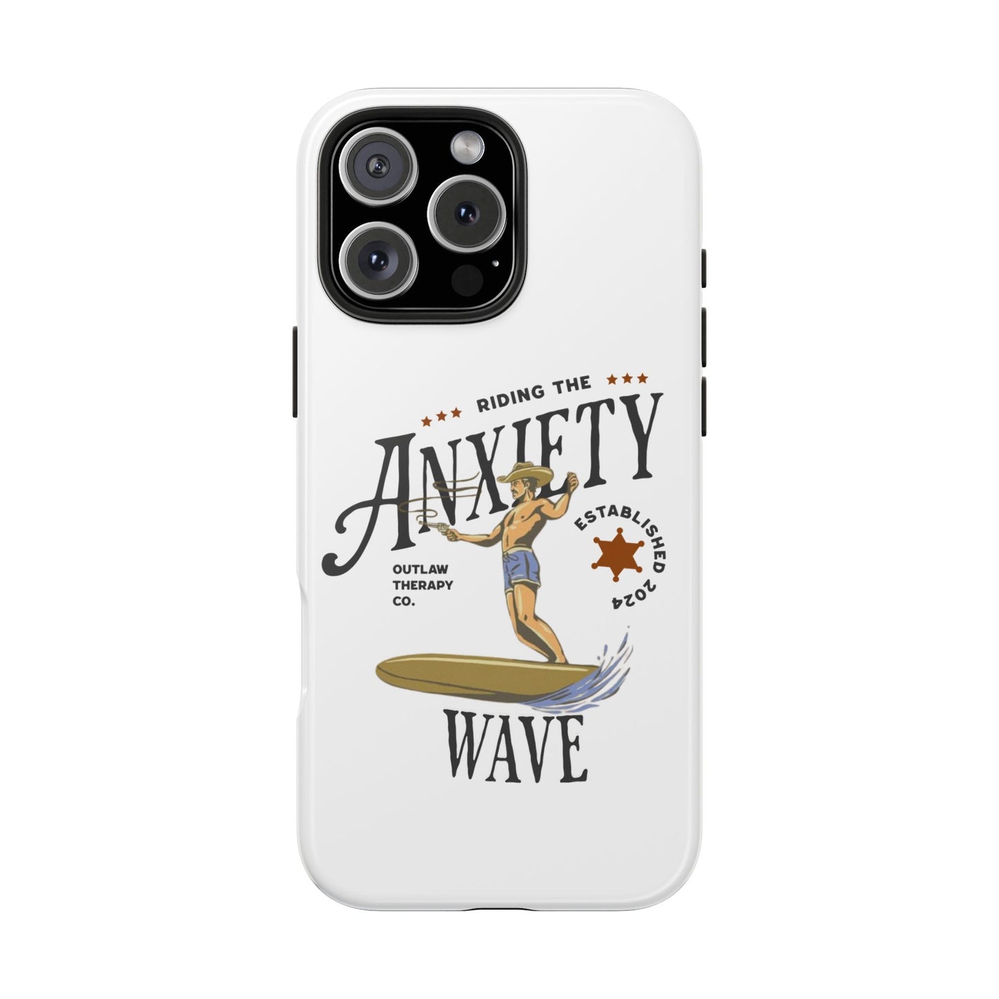 Riding the Anxiety Wave Phone Case - Tough Design for Stress Relief