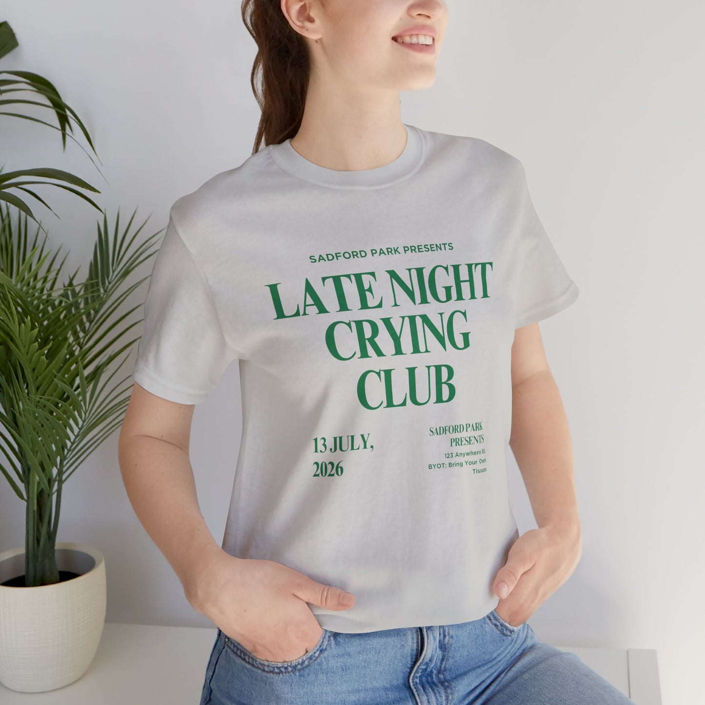 Late Night Crying Club Unisex Tee - Relaxed Fit Graphic T-Shirt for Comfort