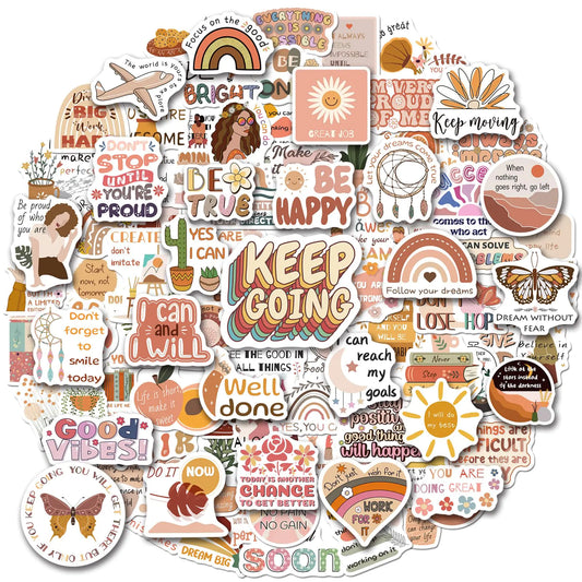 200 Boho Inspirational Stickers – Aesthetic, Motivational & Waterproof! - Its Fine, I Am Fine