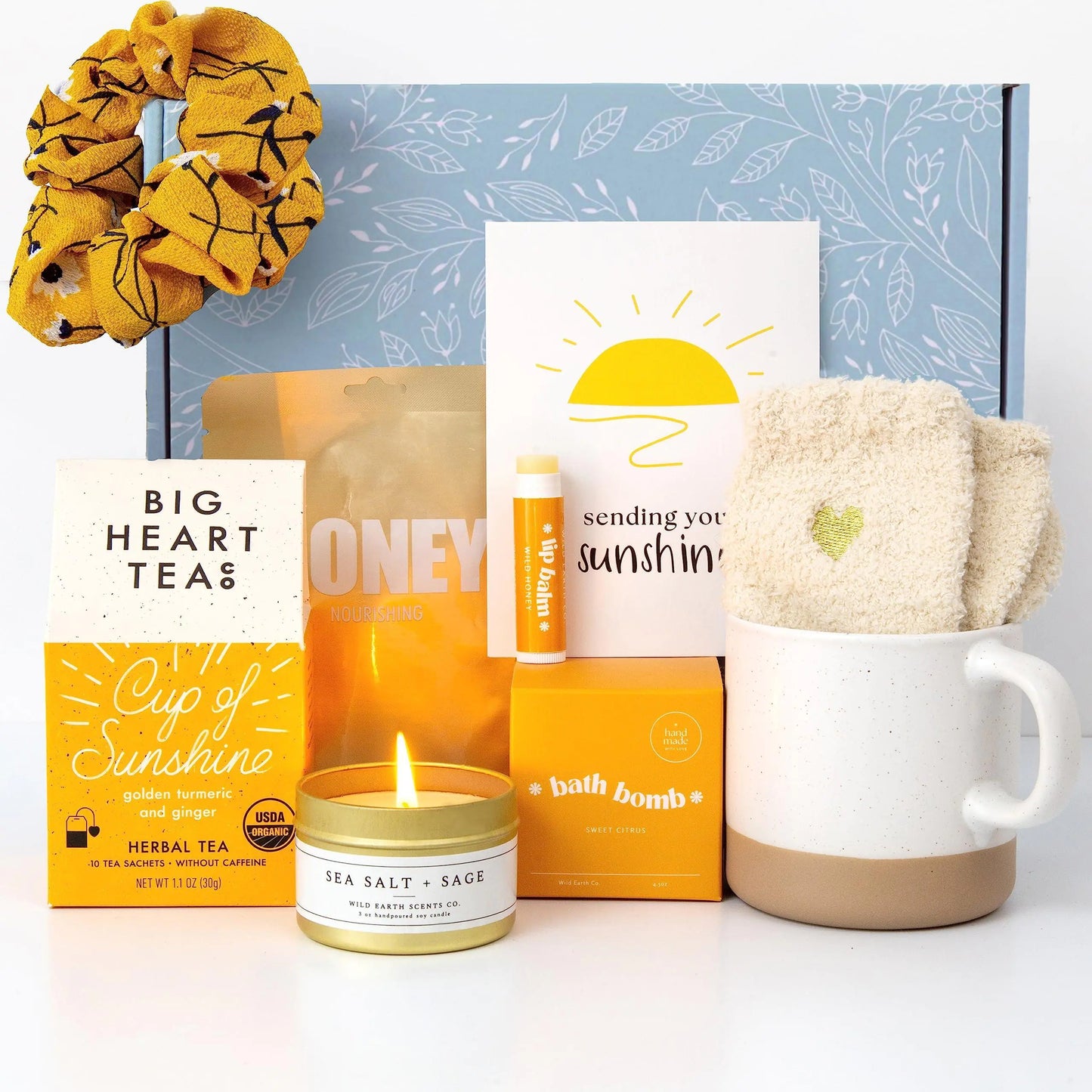 Unboxme Sunshine Self-Care Gift Box – Relaxation Package with Herbal Tea, Mug & Bath Bomb - Its Fine, I Am Fine