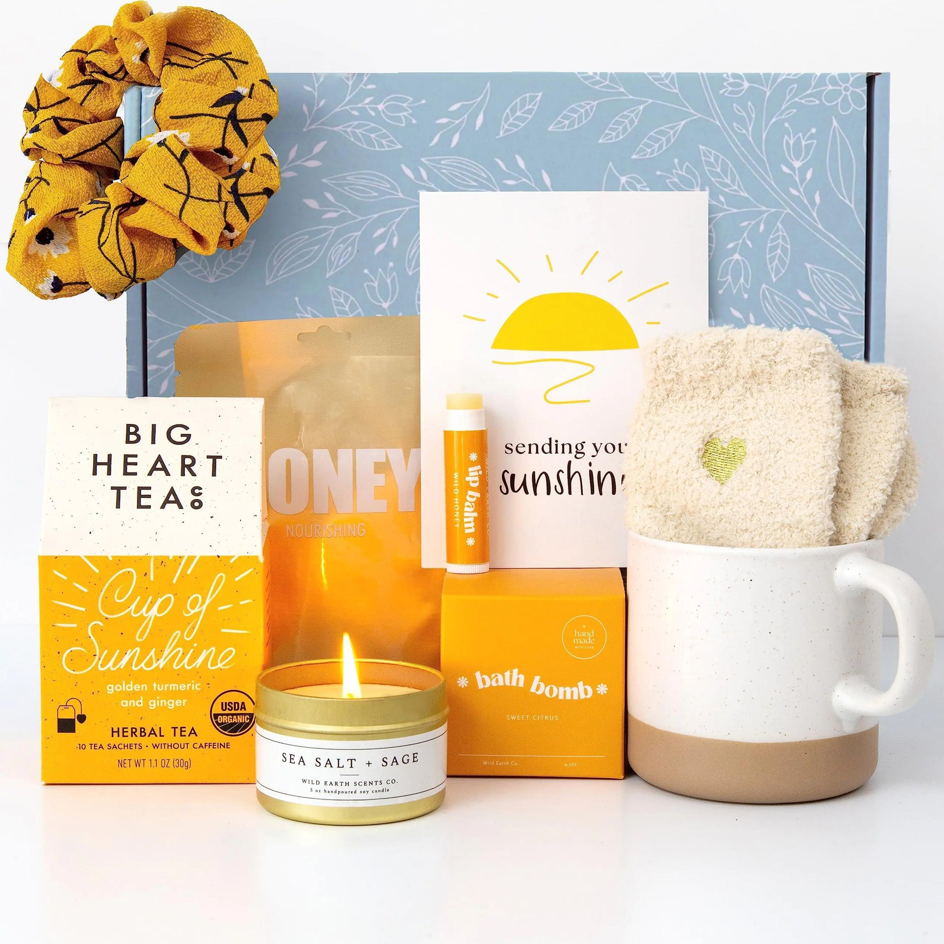 Unboxme Sunshine Self-Care Gift Box – Relaxation Package with Herbal Tea, Mug & Bath Bomb - Its Fine, I Am Fine