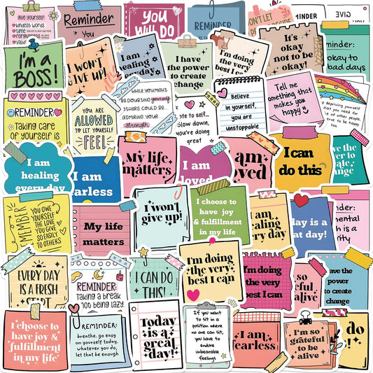 50 PCS Motivational Quote Stickers – Waterproof, Aesthetic & Inspiring! - Its Fine, I Am Fine