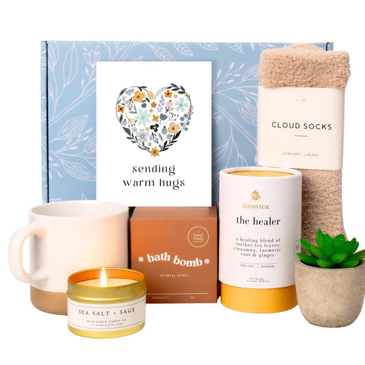 Get Well Soon Gift Box for Women Organic Self Care Package with Bath Bomb - Its Fine, I Am Fine