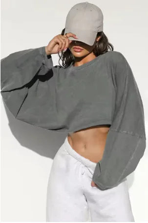 Oversized Cropped Sweatshirt – Trendy Streetwear for Effortless Style! - Its Fine, I Am Fine