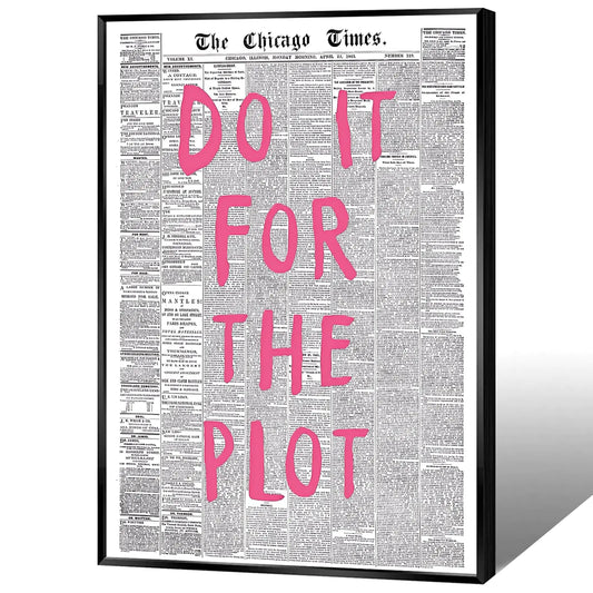 Vintage Chicago Newspaper Canvas – Retro Aesthetic Wall Art with Motivational Pink Quote! - Its Fine, I Am Fine